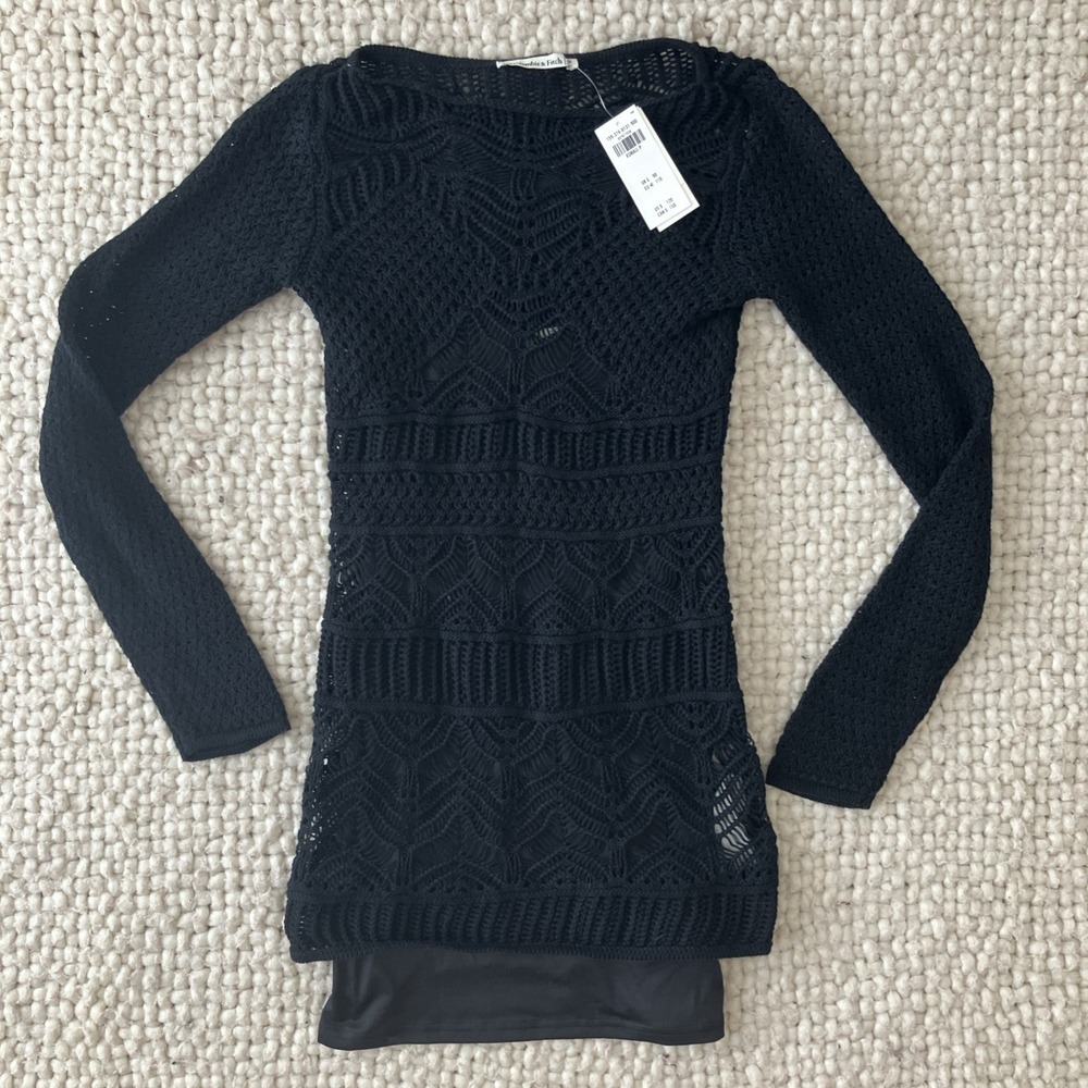 NWT Abercrombie Crochet Overlay Dress XS Boho Witchy Whimsigoth $120